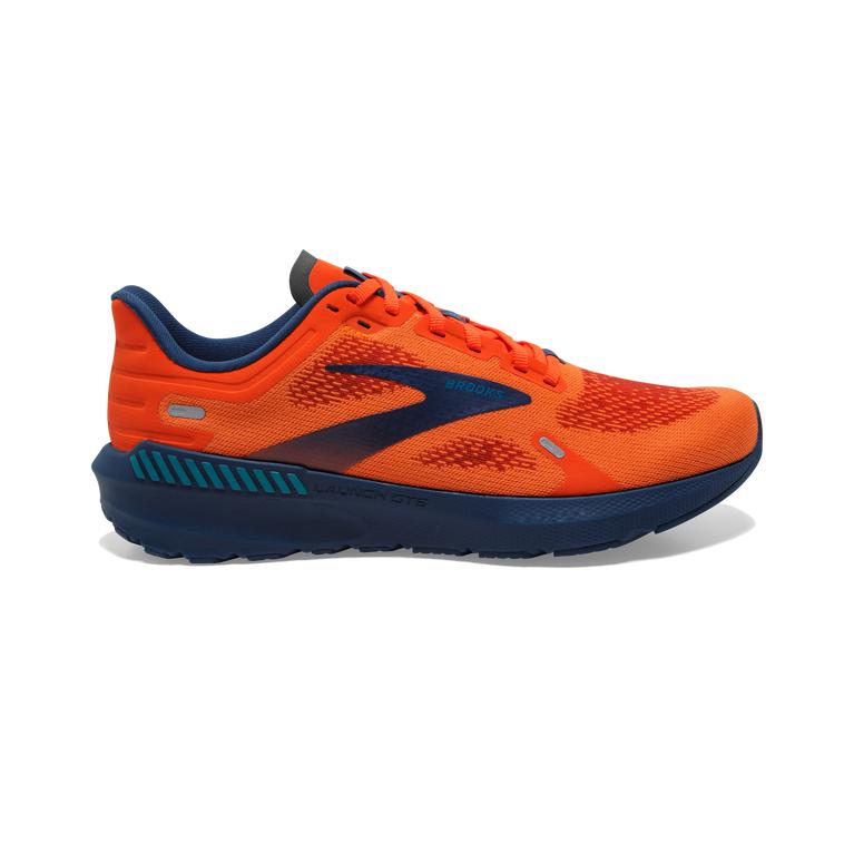 Brooks Launch Gts 9 - Mens Lightweight Supportive Road Running Shoes - Flame/Titan/Crystal Teal/Oran